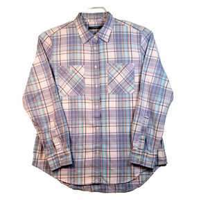 Lauren Ralph Lauren Shirt Womens XL White Blue Pink Plaid Check Button Up